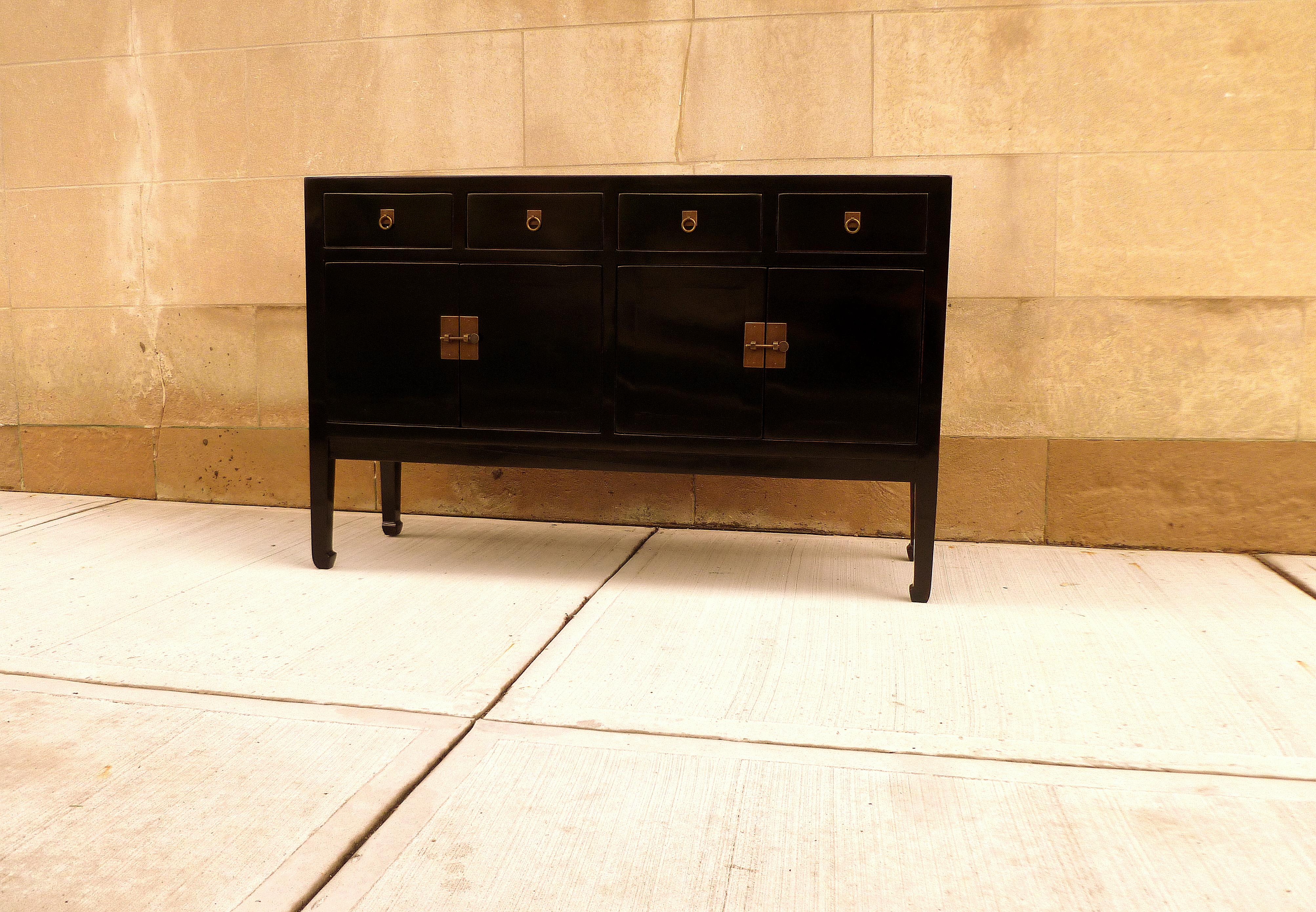 Ming Fine Black Lacquer Sideboard or Console Table