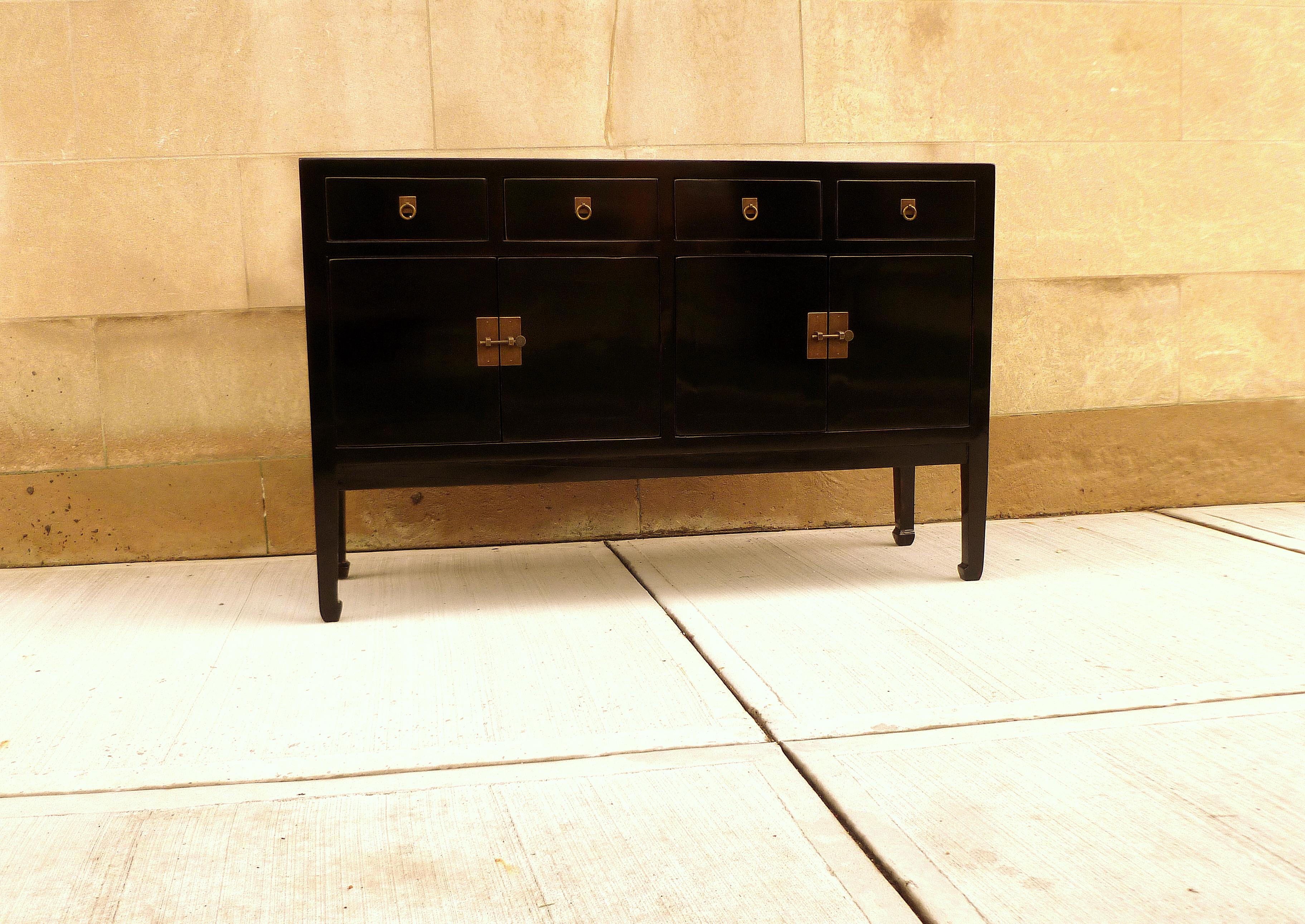 Chinese Fine Black Lacquer Sideboard or Console Table For Sale