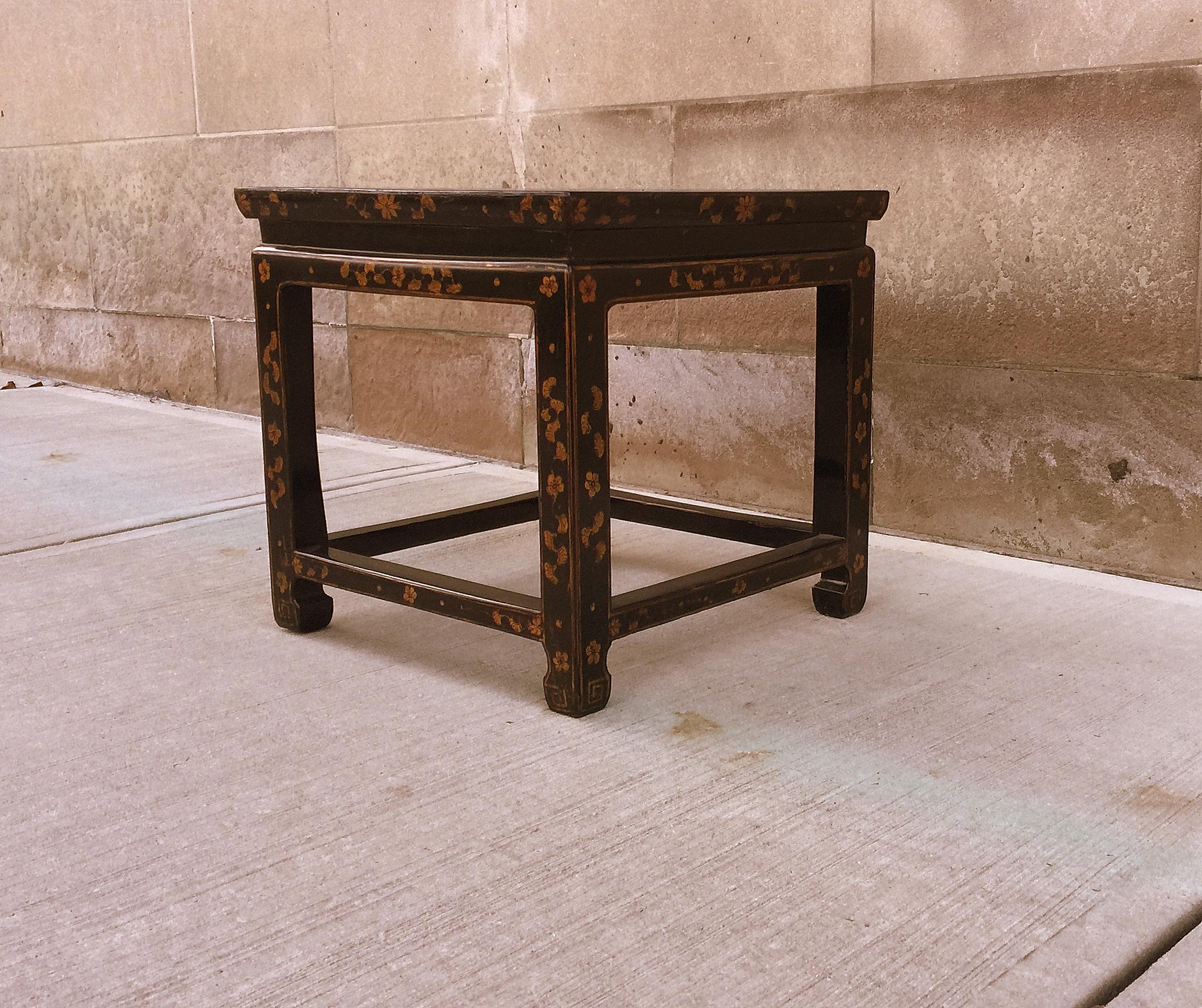 Polished Fine Black Lacquer Stool / End Table