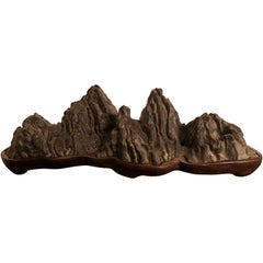 Fine Black Mountain "Eight Peaks" Scholar Rock, Natural Bonsai Suiseki