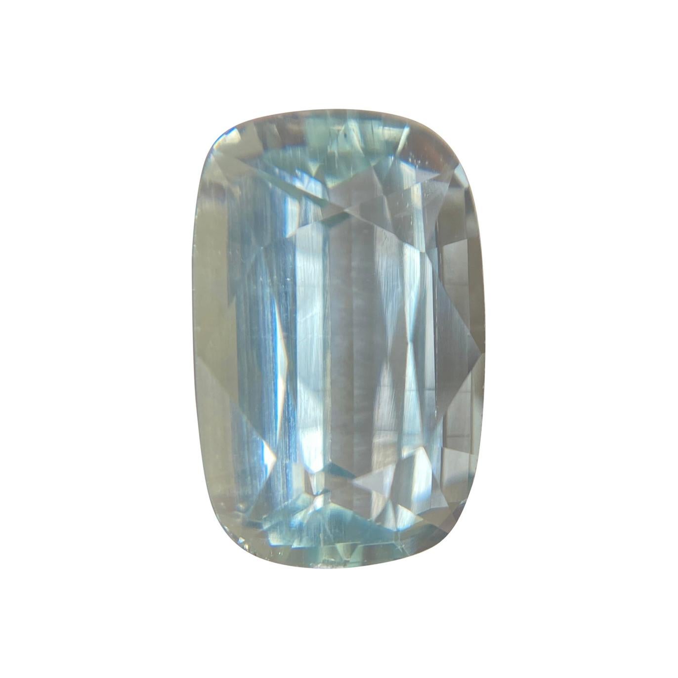 Fine Blue Aquamarine 8.17 Carat Cushion Cut Top Grade Rare Beryl Gemstone For Sale