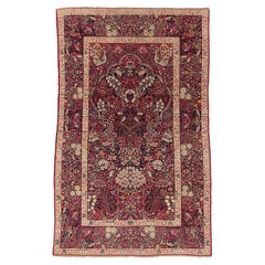 Fine Blue Ground Antique Laver Kirman Millefleurs Rug