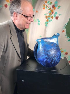 Blue Love Doves Sculpture Master Work Eva Fritz-Lindner