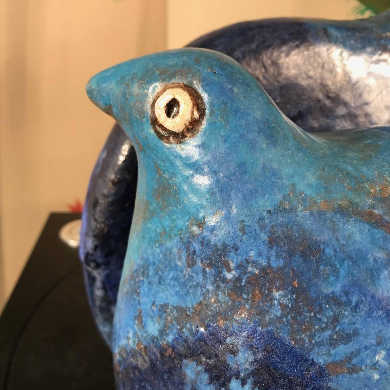 German Blue Love Doves Sculpture Master Work Eva Fritz-Lindner