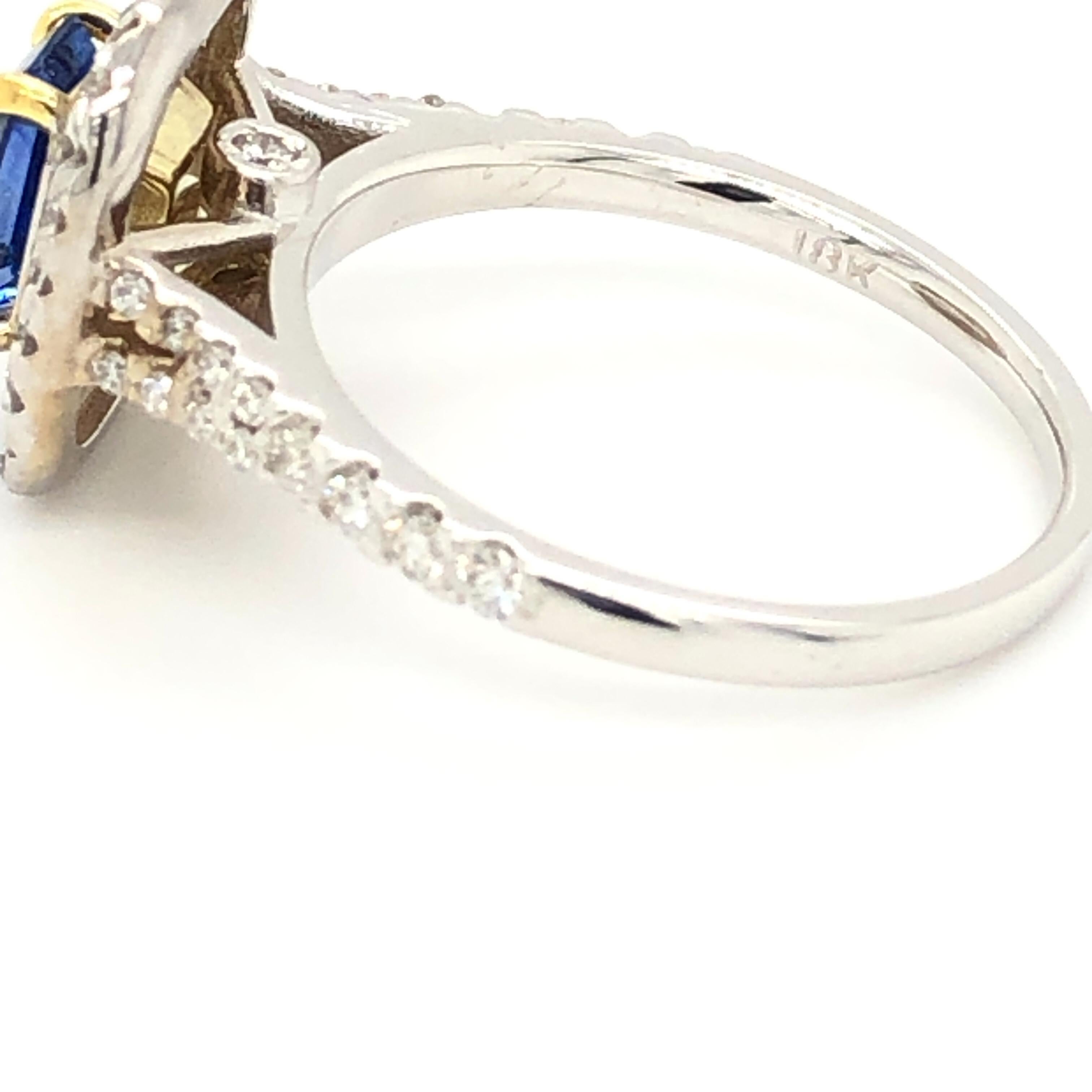 Fine Blue Sapphire and Diamond Ring 18 Karat Gold 3