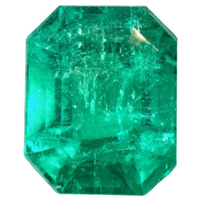 Fine Bluish Green 2.73 Carat Emerald Cut Colombian Emerald Gem - May Birthstone