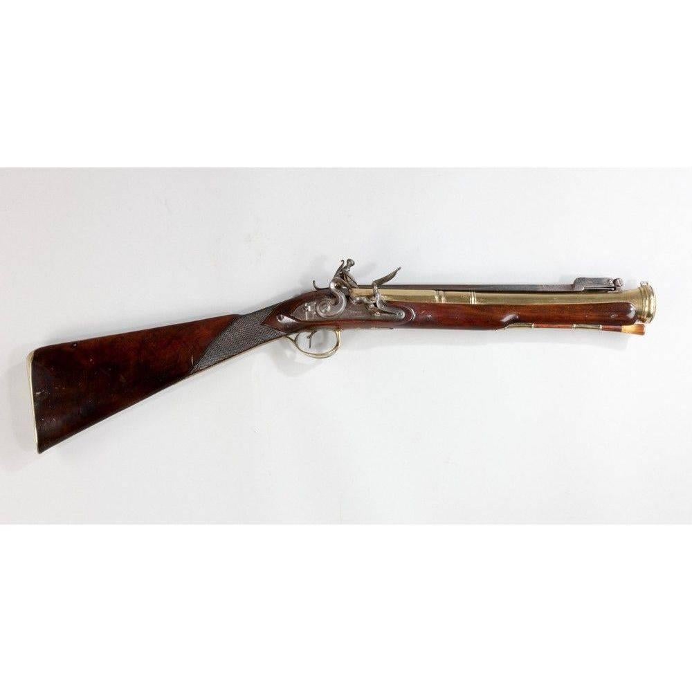 English Fine Blunderbus by P Bond with Hinged Bayonet and Walnut Stock