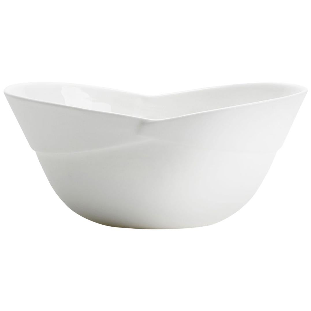 Fine Bone China Bowl Sculpted with Generous and Curvaceous Forms For Sale