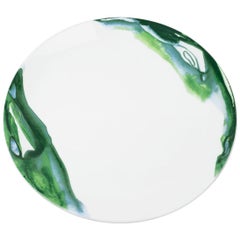 Fine Bone China Dinner Plate with Organic Shapes and Delicate Green Colors