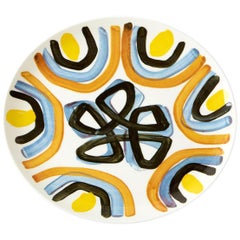 Fine Bone China Dinner Plate with Sculptural Yellow Flower Design