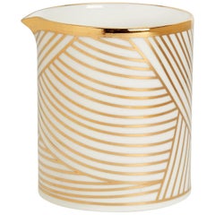 Fine Bone China Jug with 22-Carat Gold & Black Decals with Hand Gilded Details