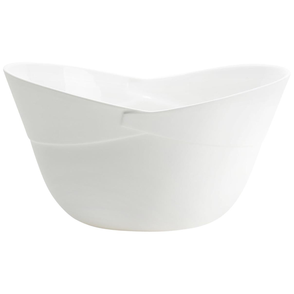 Fine Bone China Large Deep Bowl Sculpted with Generous and Curvaceous Forms For Sale