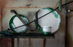 Fine Bone China Mug with Organic Shapes and Delicate Green Colours