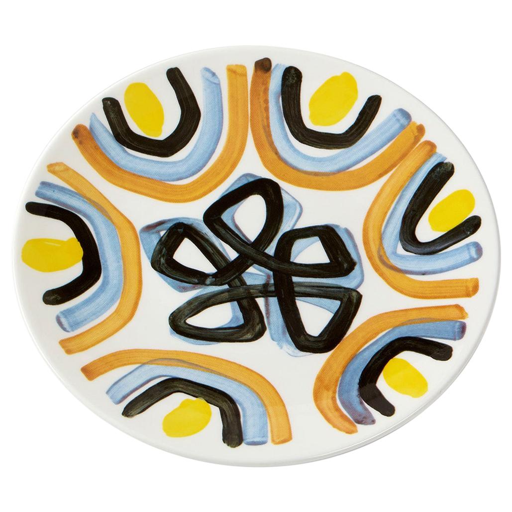 Fine Bone China Salad Plate with Sculptural Yellow Flower Design For Sale