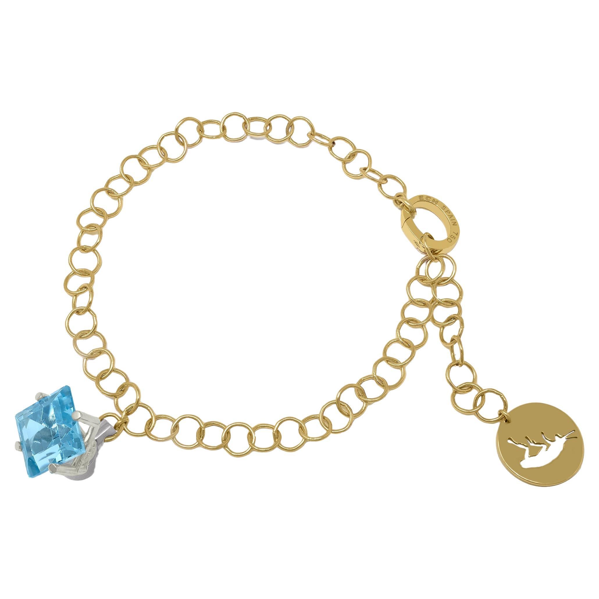 Fine Bracelet with Blue Sky Topaz, 18K For Sale