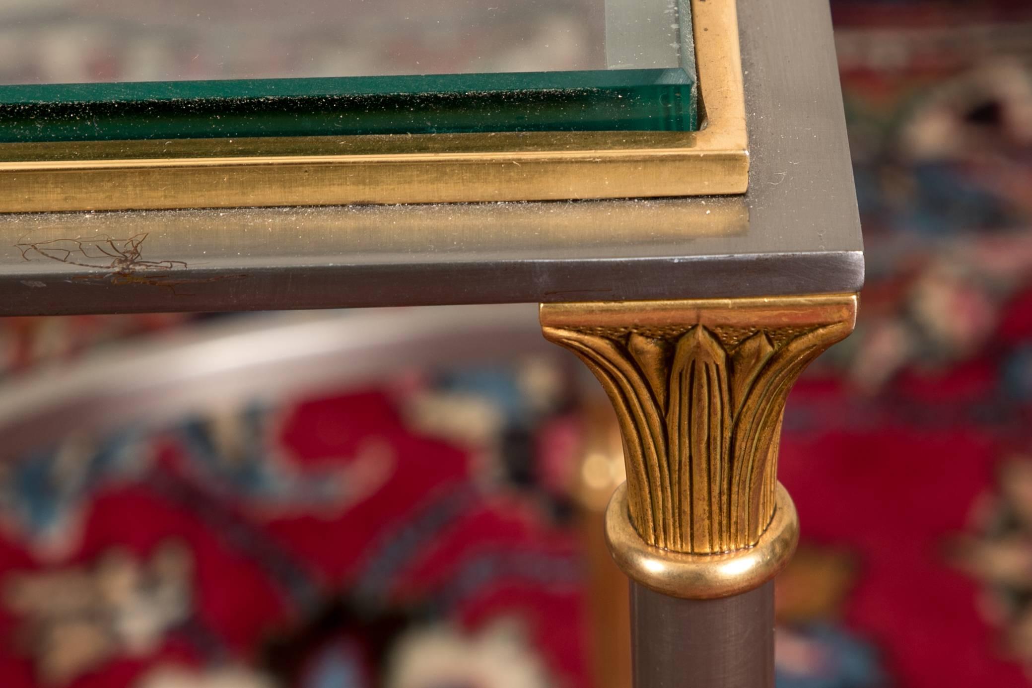 20th Century Fine Brass and Nickel Glass Top Cocktail Table