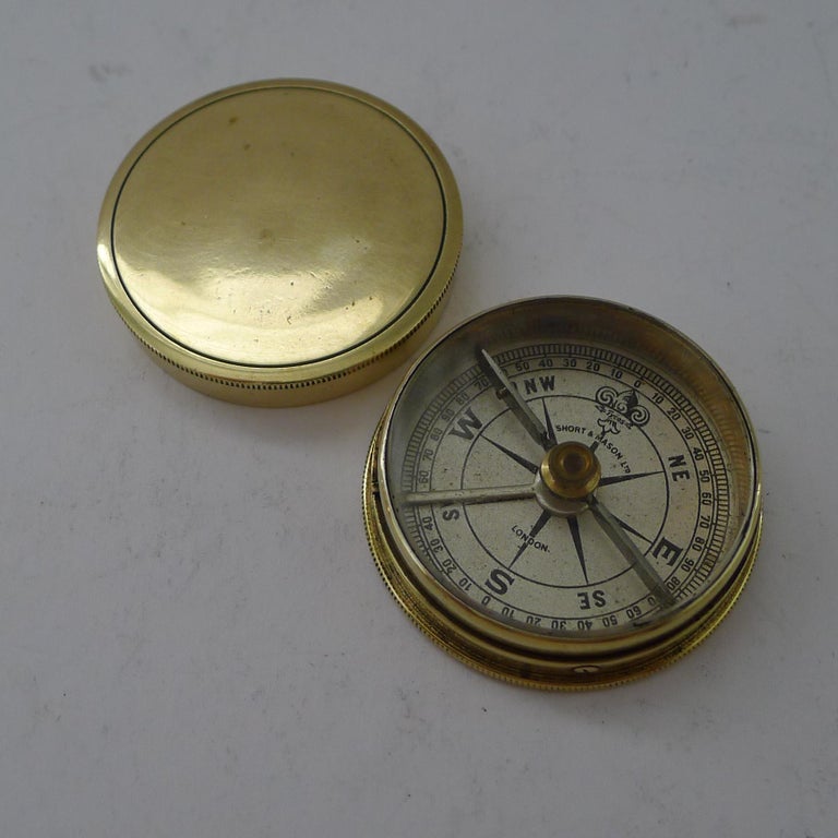 Boussole De Poche En Laiton Prismatique, Style Militaire Britannique Vintage