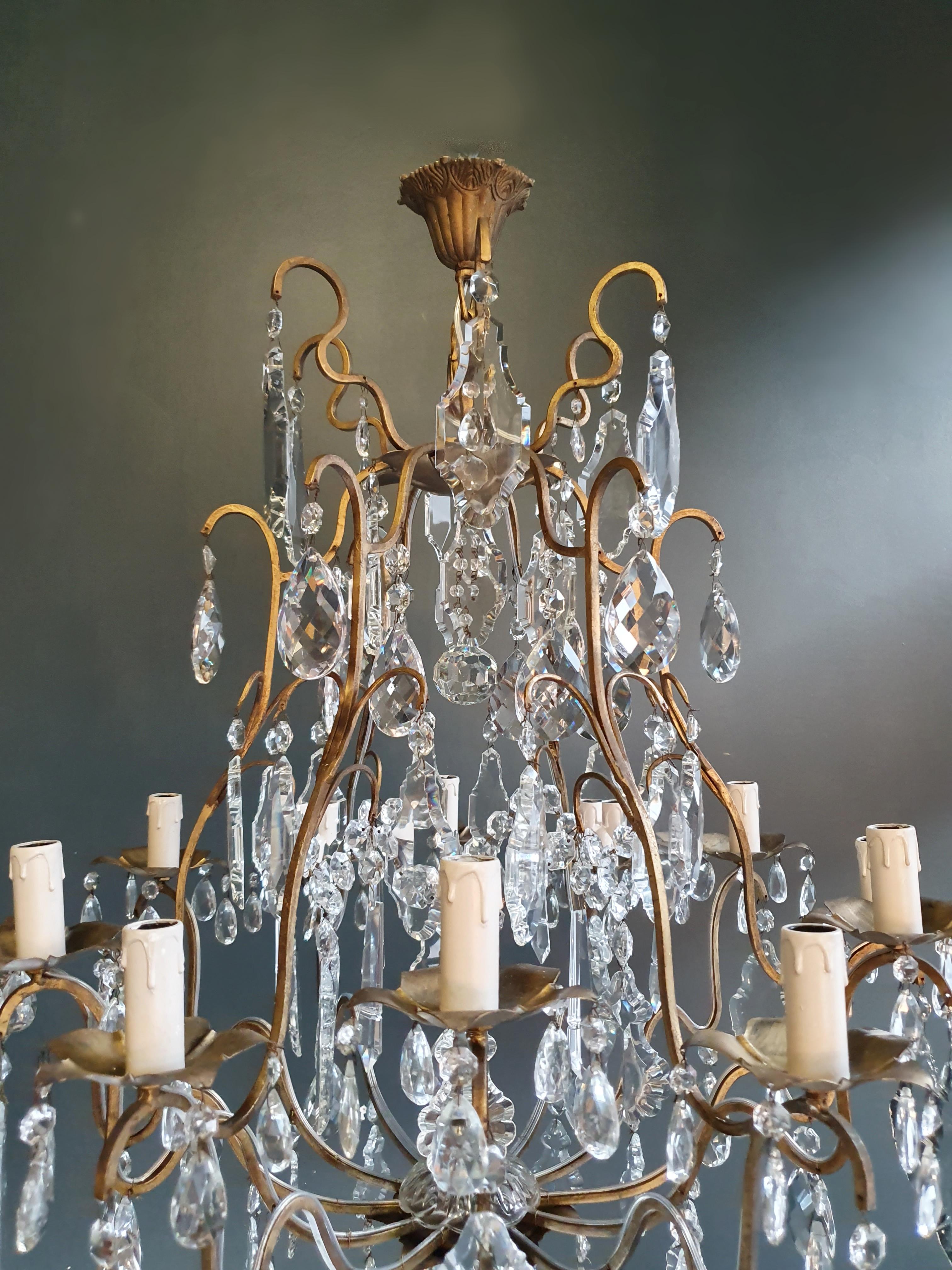 Hand-Knotted Fine Brass Crystal Chandelier Antique Ceiling Lamp Lustre Art Nouveau Lamp