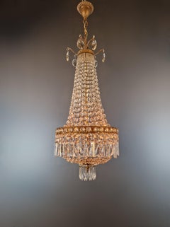 Lámpara de latón Imperio Sac a Pearl Chandelier Crystal Lustre Basket Lamp Antique