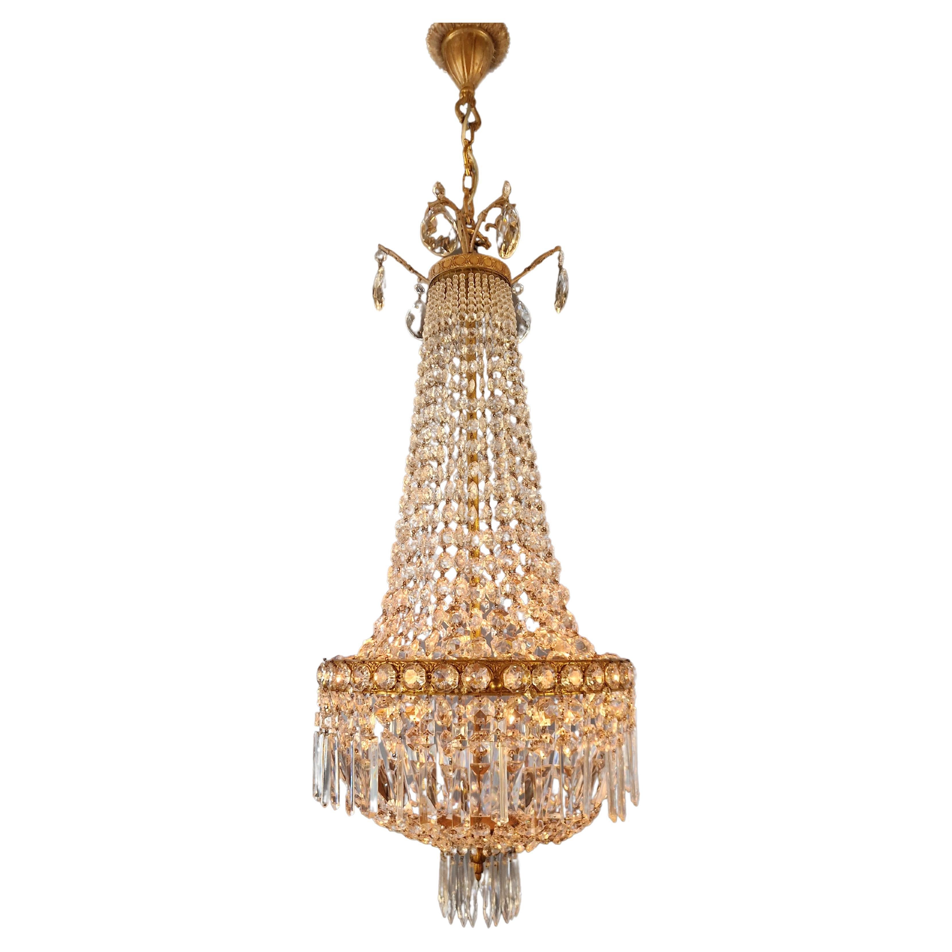 Fine lampe panier Empire Sac a Pearl Chandelier Crystal Lustre Antique