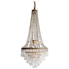 Fine Brass Empire Sac a Pearl Chandelier Crystal Lustre Ceiling Lamp Antique Fine Brass Empire Sac a Pearl Chandelier Crystal Lustre Ceiling Lamp Antique