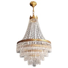 brass empire chandelier Fine Brass Empire Sac a Pearl Chandelier Crystal Lustre Ceiling Lamp Antique