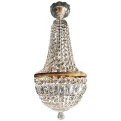 Fine Brass Empire Sac a Pearl Chandelier Crystal Lustre Ceiling Lamp Antique