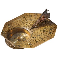 Fine Brass Pocket Sundial and Compass by Michael Butterfield Paris, circa 1700