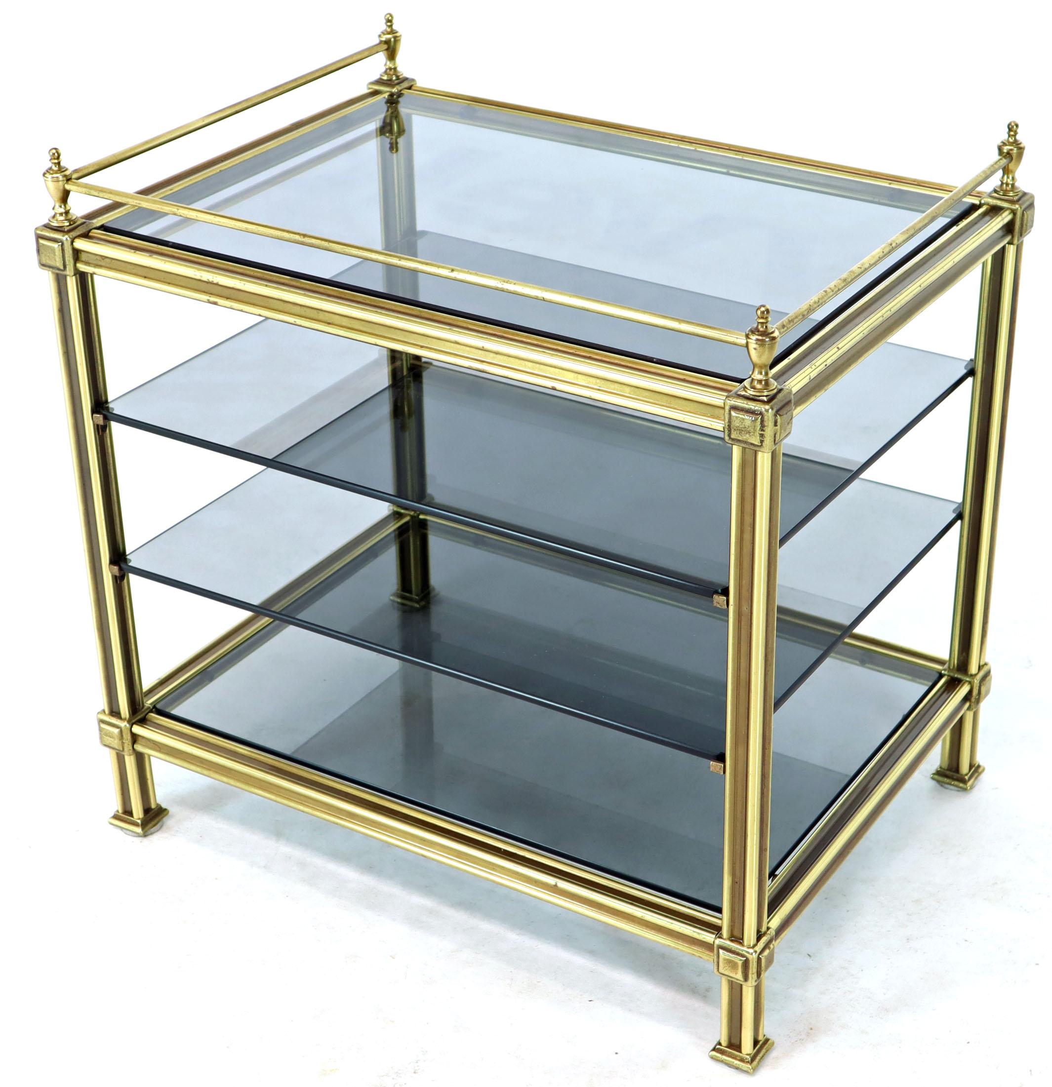 Fine Brass Smoked Glass Magazine Rack Stand Paper Tray with Gallery 7