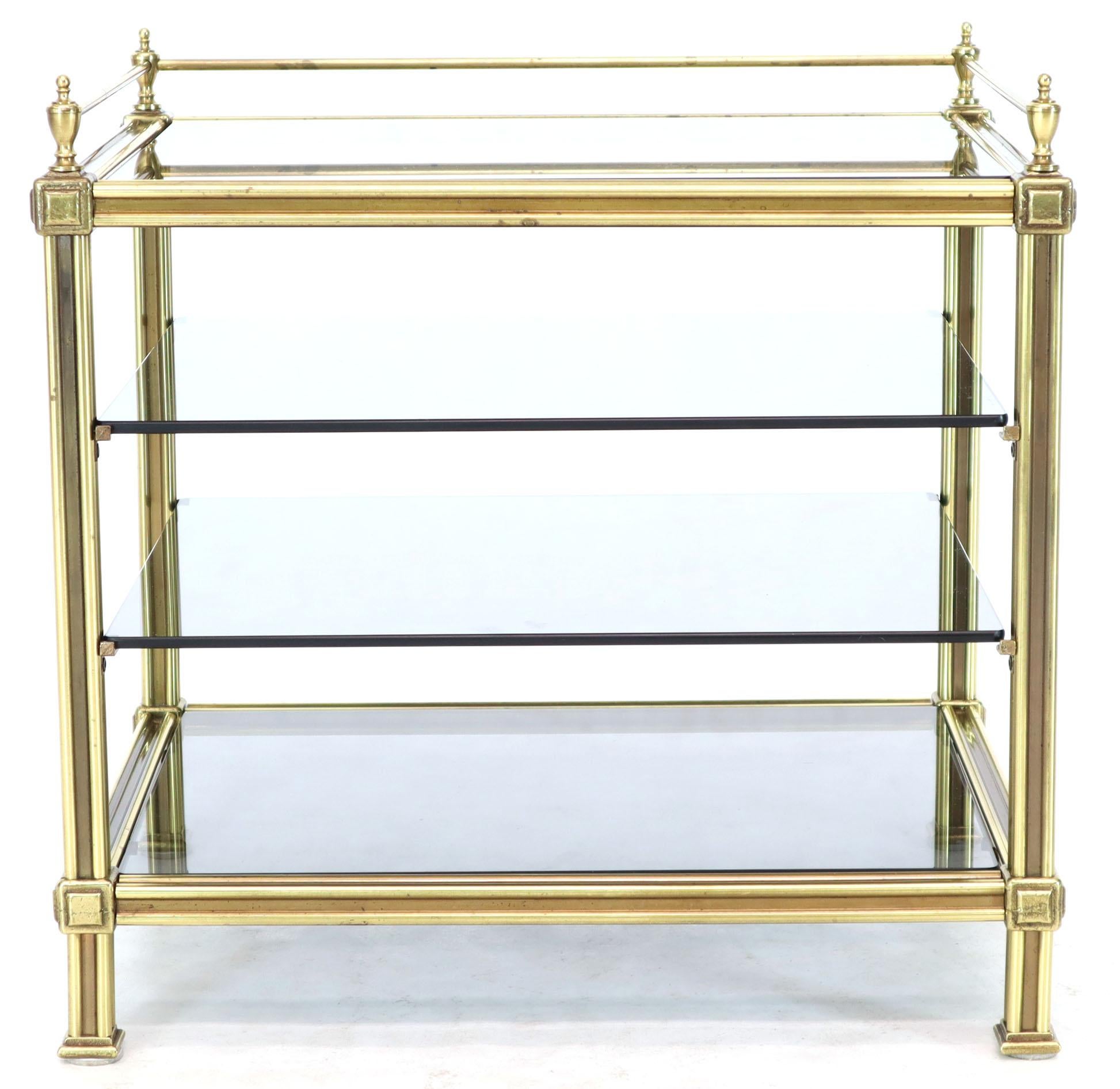 Fine Brass Smoked Glass Magazine Rack Stand Paper Tray with Gallery 1