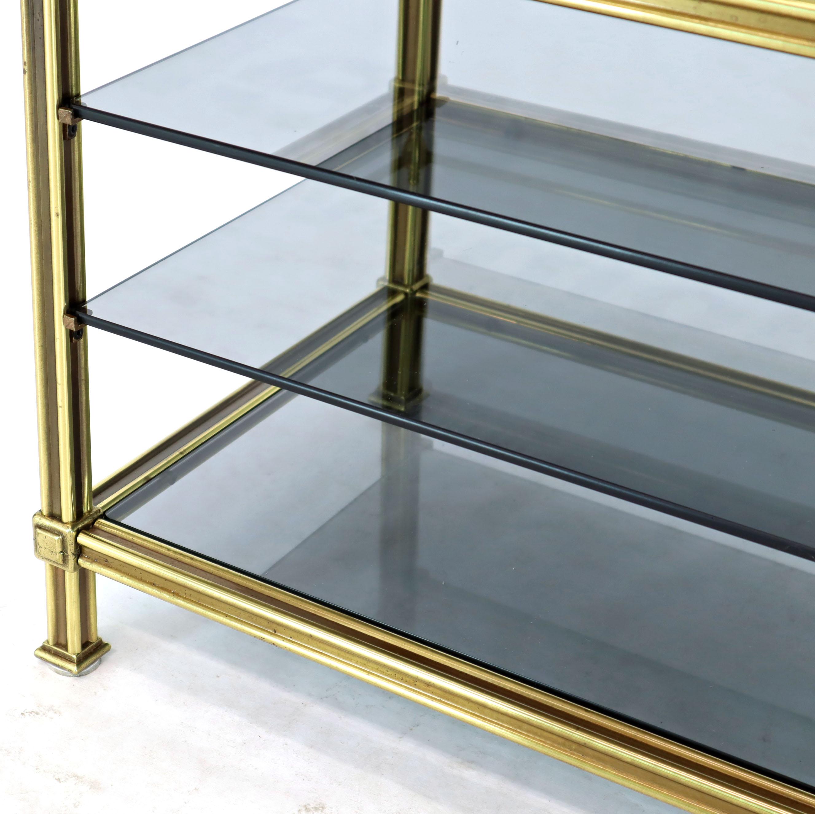 Fine Brass Smoked Glass Magazine Rack Stand Paper Tray with Gallery 3