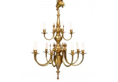 Araña de latón fino escalonada de 12 luces de Remains Lighting Antigua