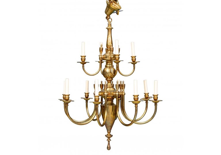 Fine Brass Tiered 12 Light Chandelier from Remains Antique Lighting For