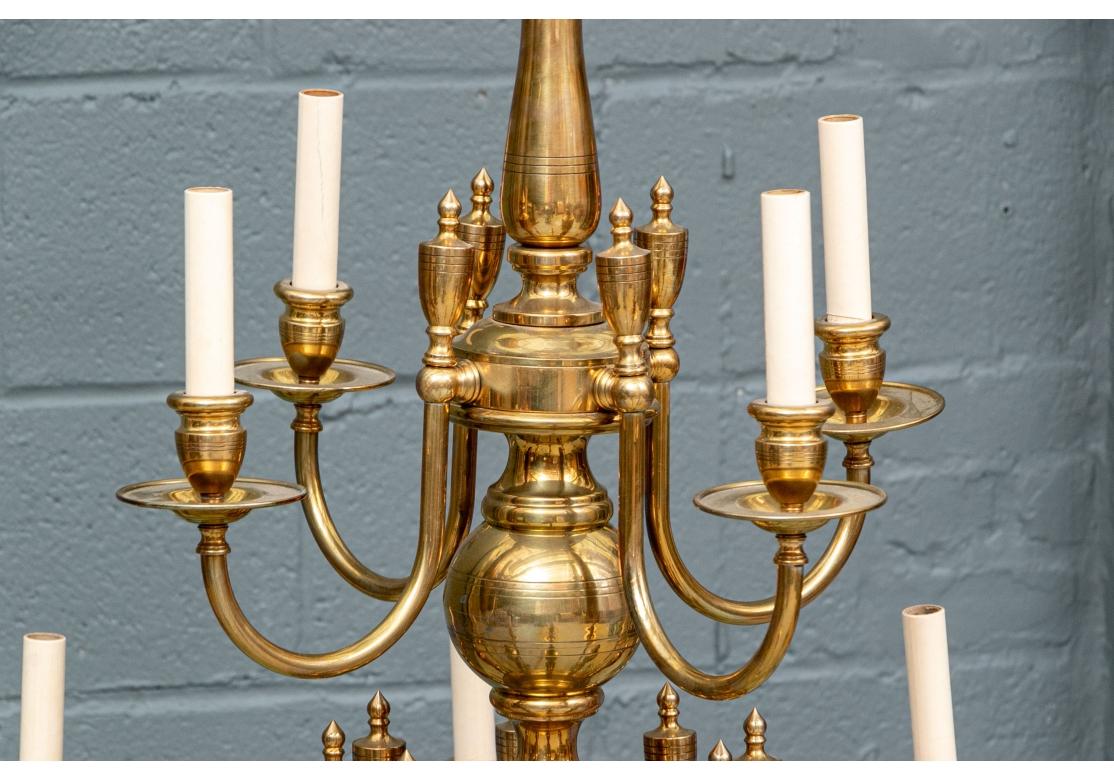 American Fine Brass Tiered 12 Light Chandelier from Remains Antique Lighting  For Sale