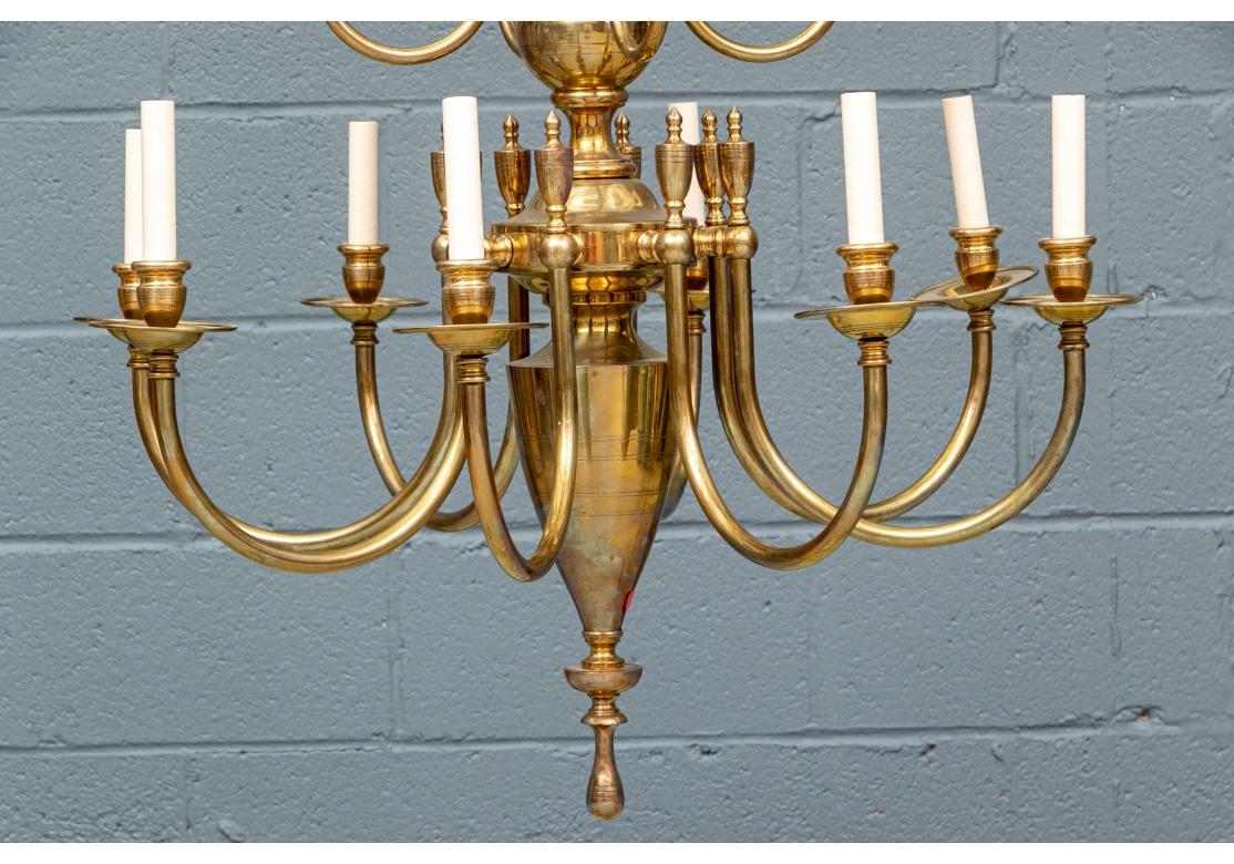 Fine Brass Tiered 12 Light Chandelier from Remains Antique Lighting  In Good Condition For Sale In Bridgeport, CT