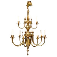 Fine Brass Tiered 12 Light Chandelier from Remains Vintage Lighting 