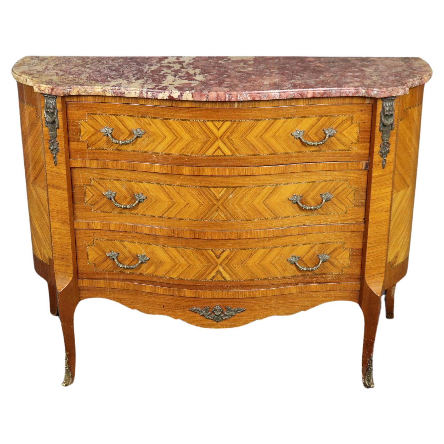 Commodo francese Luigi XV con piano in marmo di breccia e montatura in bronzo CIRCA 1920