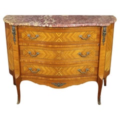 Fine Breccia Marble Top French Louis XV Bronze Mounted Commode Circa 1920