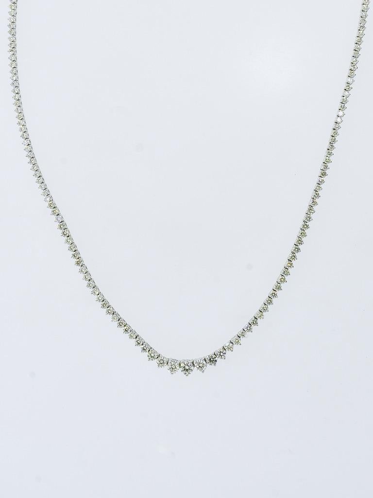 Collana Riviera con diamanti taglio Brilliante con esattamente 8,53 carati in oro bianco in vendita 4