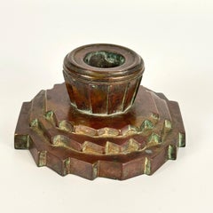 Fine Bronze Art Deco Candlestick of Sculptural Form, Early 20th Century
