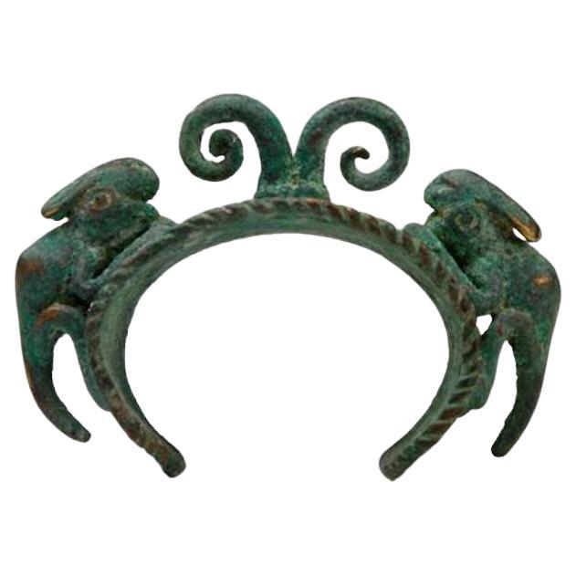 Fine Bronze Bangle Featuring Two Animals. Burkina Faso/Ghana