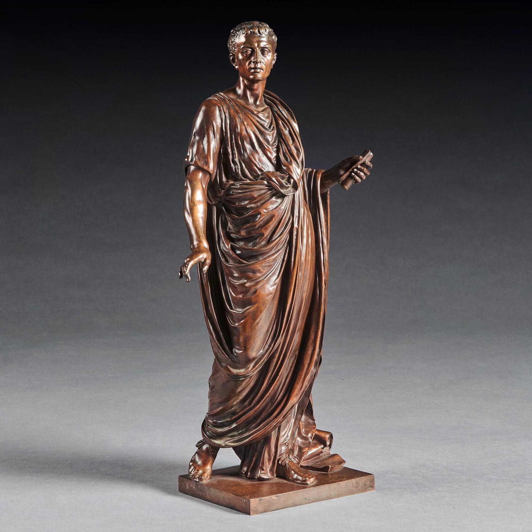 Late 19th Century Fine Bronze Figure of a Roman Orator Probably Julius Cesar by Mathurin Moreau. For Sale