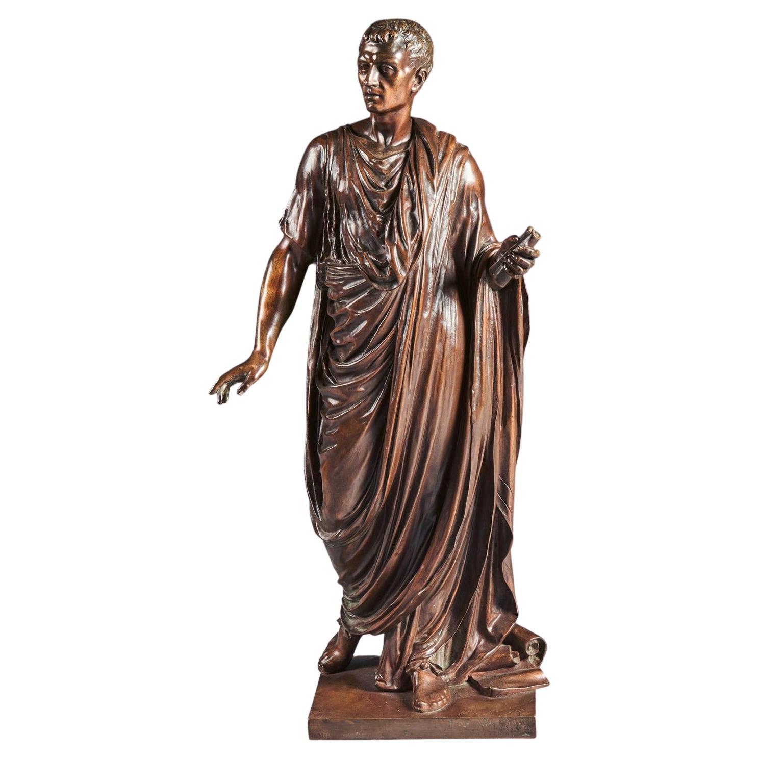 Fine Bronze Figure of a Roman Orator Probably Julius Cesar by Mathurin Moreau. For Sale