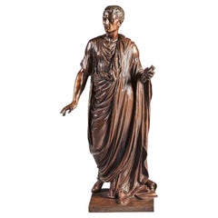 Belle figurine en bronze d'un orateur romain, probablement Julius Cesar par Mathurin Moreau.