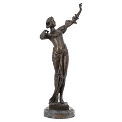 Fine Bronze Figure of a Woman with Serpent After Goldscheider