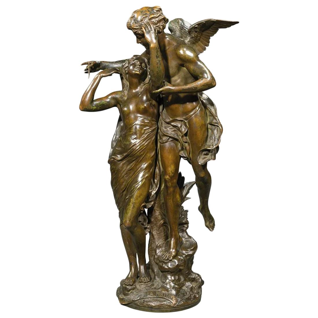 Figures en bronze de qualité intitulées "Reveil de La Nature" par E. Picault