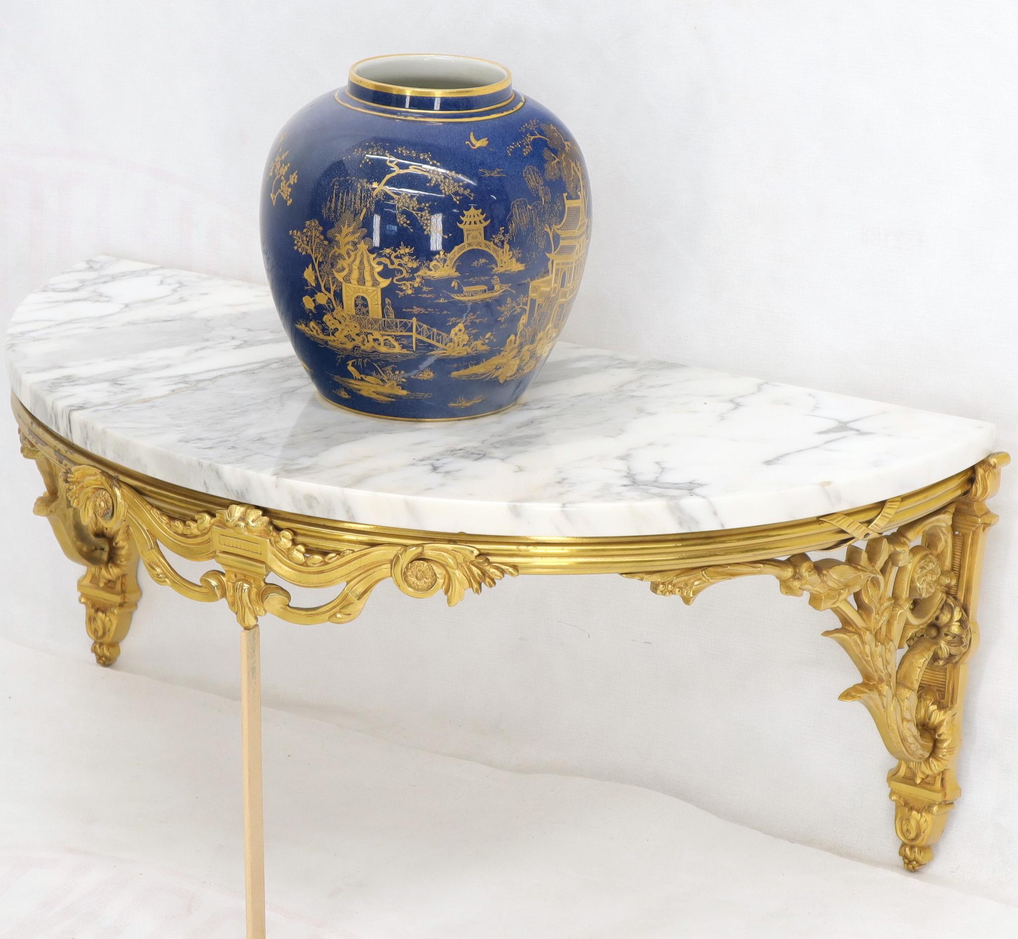 Fine Bronze Marble Top Demilune Console Table For Sale 6