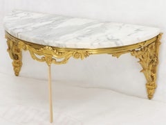 Fine Bronze Marble Top Demilune Console Table