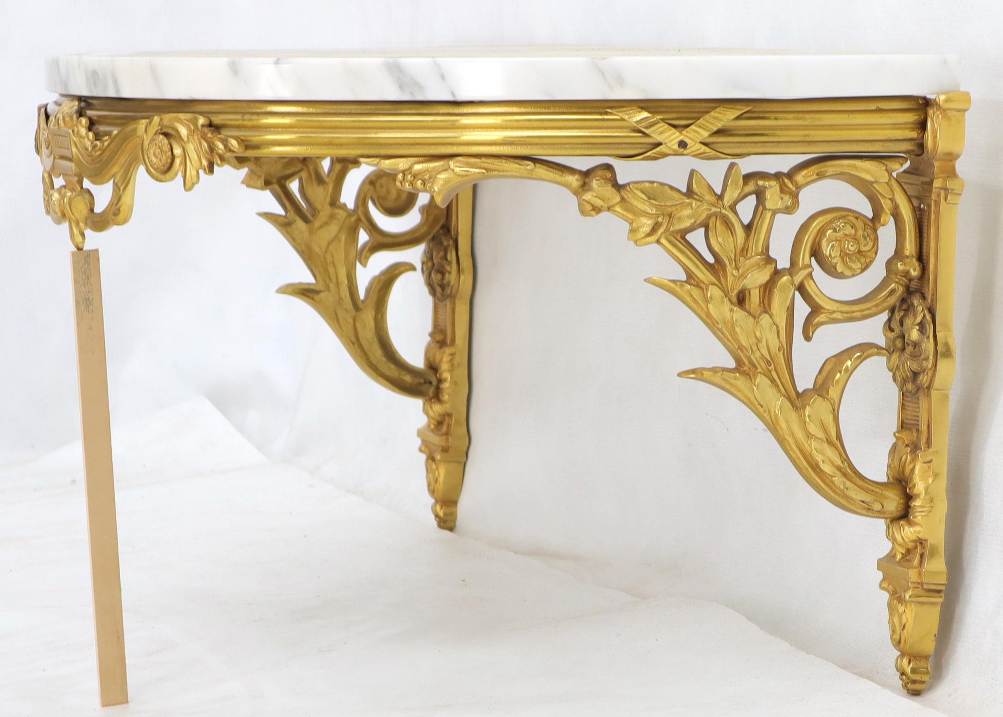 Unknown Fine Bronze Marble Top Demilune Console Table For Sale