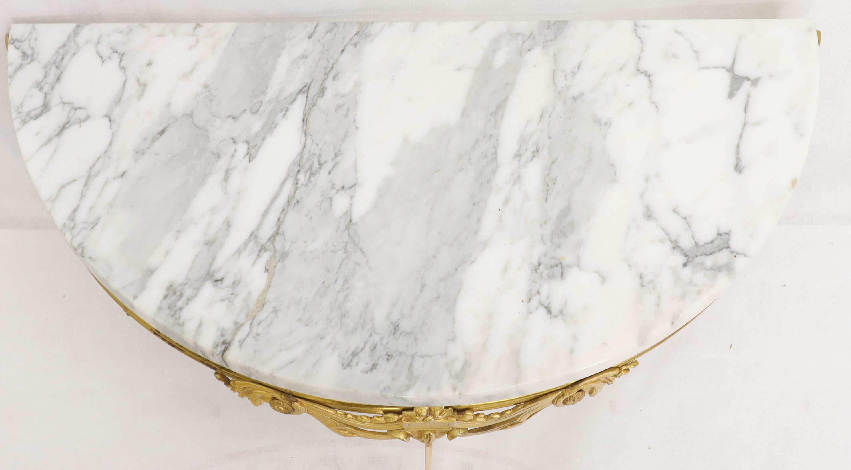Fine Bronze Marble Top Demilune Console Table In Excellent Condition For Sale In Rockaway, NJ